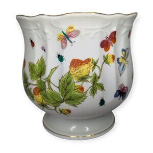 Vintage Lenwile Ardalt Korea Strawberry & Butterfly Gold Trim Center Piece/Bowl